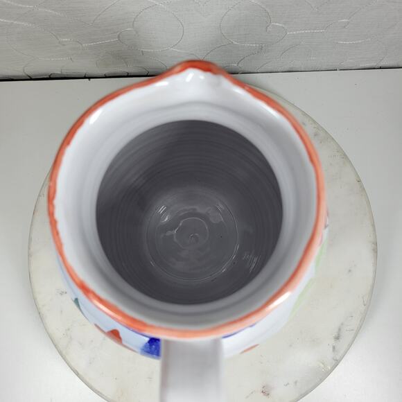 Pier 1 Italian Ceramic Pitcher Hand Painted Christmas Trees Floral Stars - Picture 4 of 15